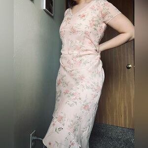 1990 Vintage Positive Attitude Floral Midi Dress Size 6